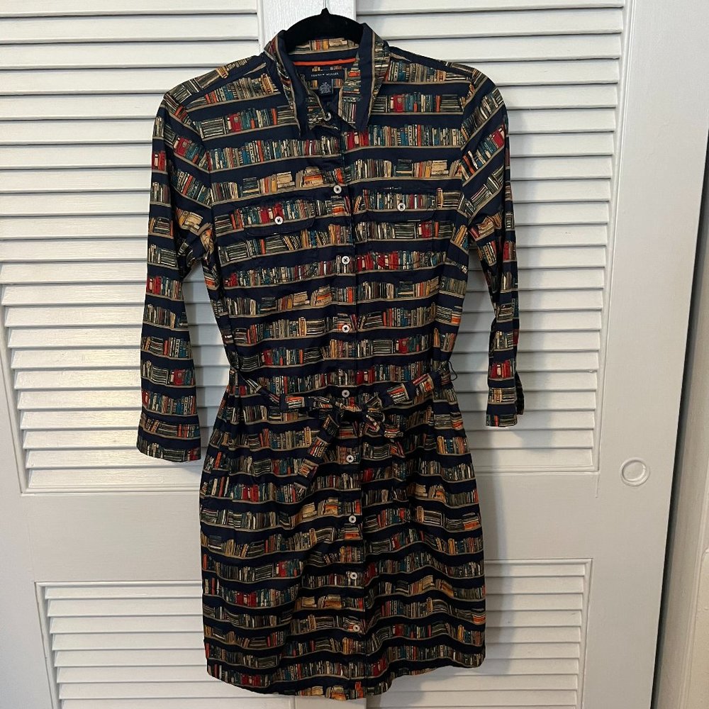 Tommy Hilfiger Black Bookprint Button-Front Shirt Dress